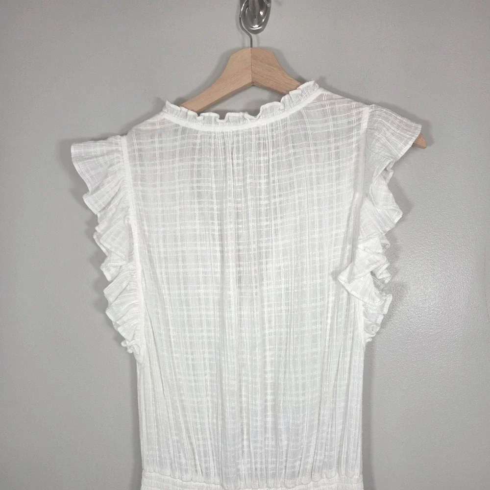 Ramy Brook White Cotton Flutter Sleeve Mini Dress Women's M Bridal Shower Reso